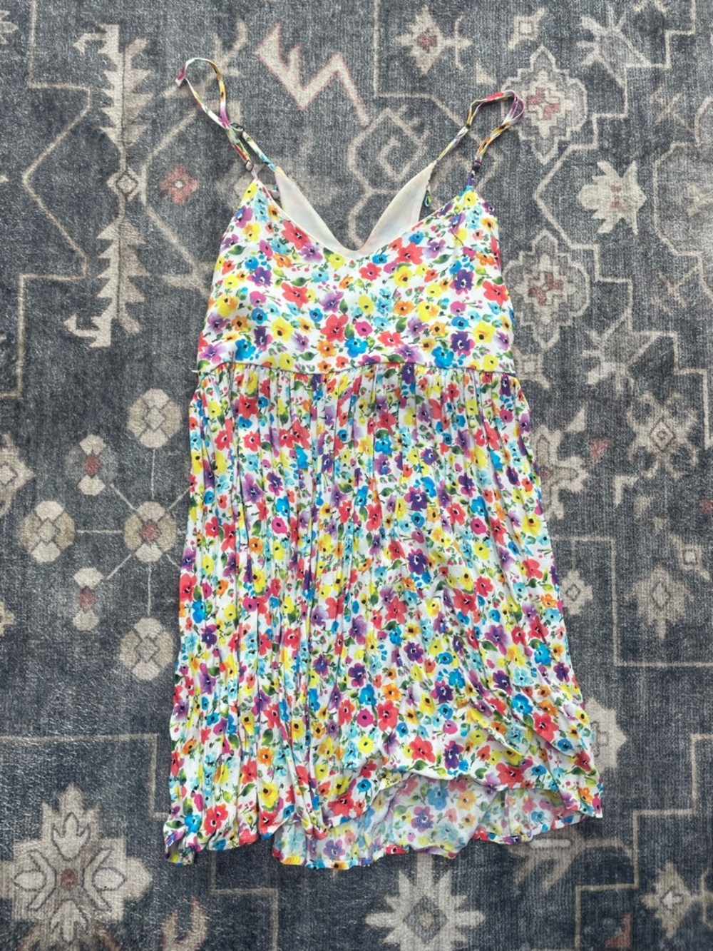 MINKPINK Floral Spaghetti Strap Dress - White, Pink, Blue, Yellow, Green